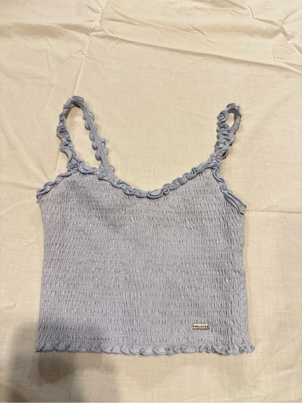 Hollister Light Blue Smocked Ruffle Strap Camisole